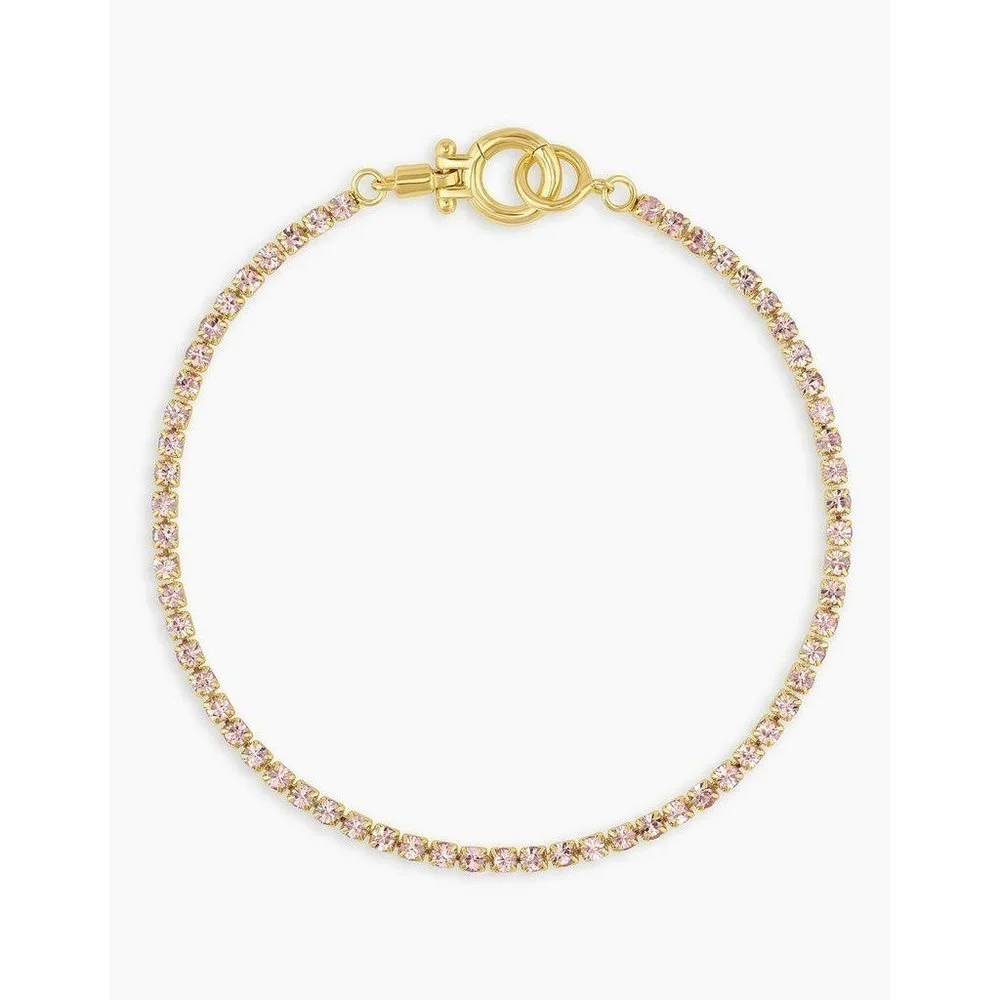 Gorjana Bracelet Lexi 18K Gold Plated Crystal Blush Pink NEW - Picture 1 of 10